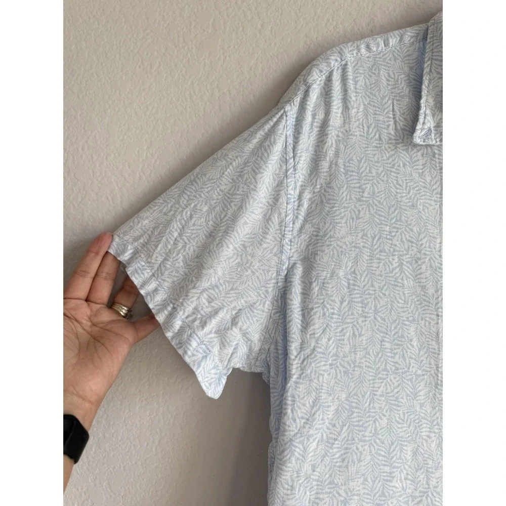 J.Crew Shirt Mens Printed‎ Short-Sleeve Linen-Blend Shirt Size XL Tropical BN322